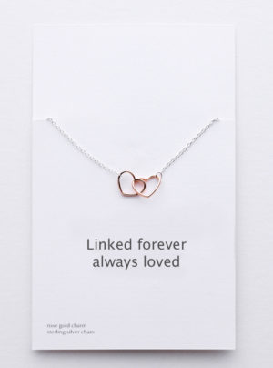 Rose gold linked hearts with sterling silver chain