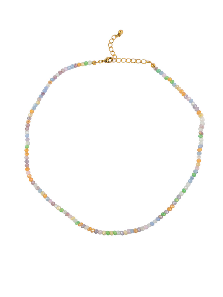necklace with small pastel beads