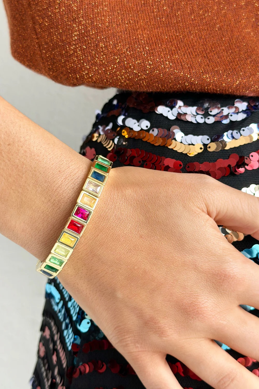 bracelet with multi coloured gemstones