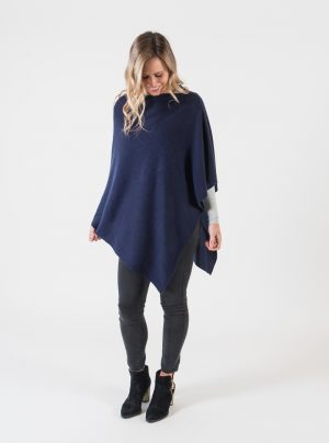 cashmere poncho in navy