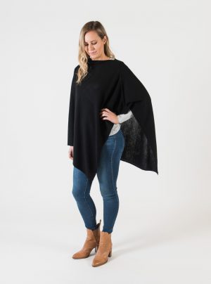 black merino wool poncho