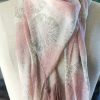 silk scarf in pastel pink pattern and with pink tassels