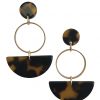 Brown tortoiseshell and gold drop earring