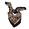 Square animal print scarf with black and coral edge