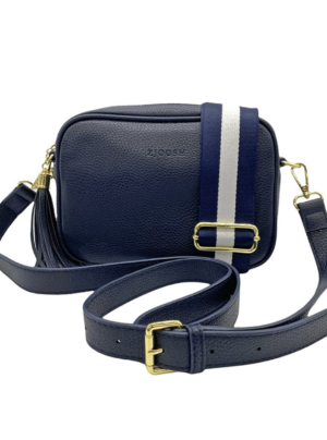 Navy bag with with and navy canvas strap