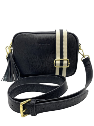 Black bag with canvas strap