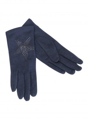 Blue woollen gloves with star sparkles
