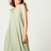 Linen and viscose mix dress with ruffle cap sleeves in sage green