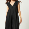 Black linen dress with frill sleeves