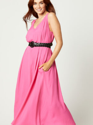 Hot pink sleeveless maxi dress
