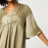 Blouse with v neck and gathering under the bust in sage green