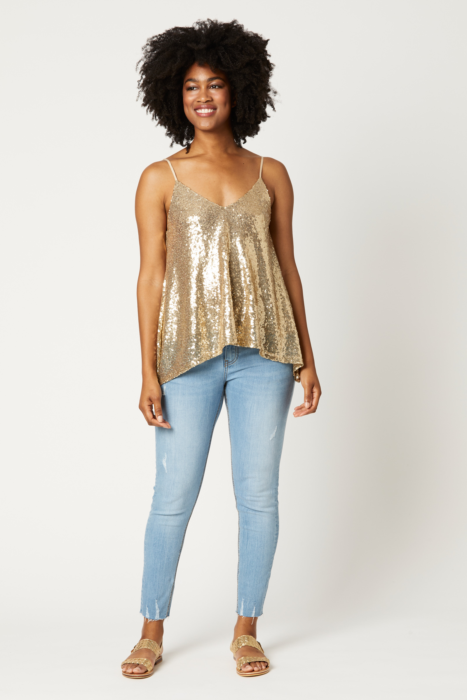 Eb&Ive Paradiso tank in gold - available online at Charli Bird