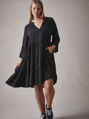Black knee length tiered dress