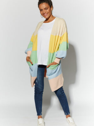 Bright stripe knit cardigan in pastel colours