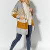 Long line cardigan in earthy coloured bold stripes