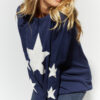 Navy knit with white star on the front and stars on the sleeves