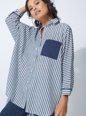 blue and white stripe long shirt