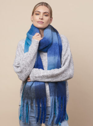 blue checked winter scarf
