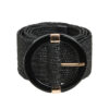 Black belt with round black and gold buckle
