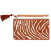 Clutch bag with embelished with small beads in a zebra pattern