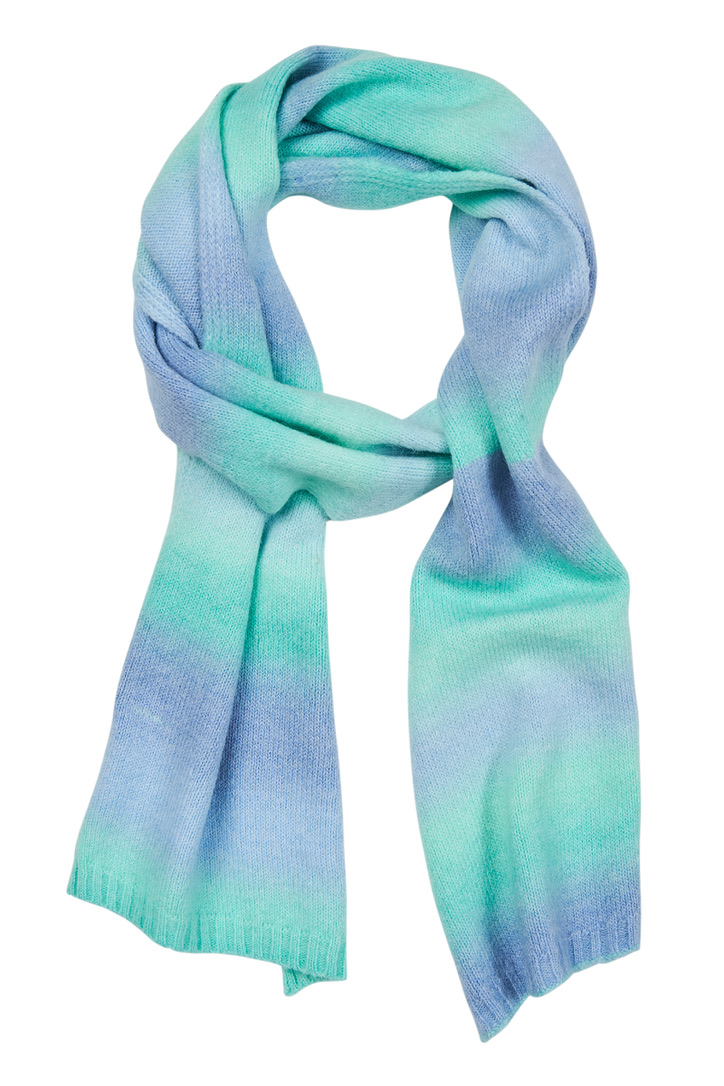 winter scarf in blues and greens